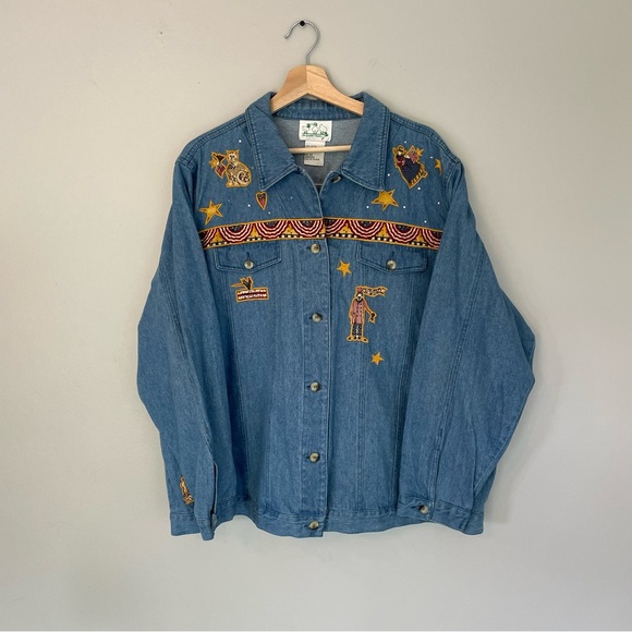 Quacker Factory Americana USA Denim Jacket in Blue SIZE 2X - Picture 12 of 12